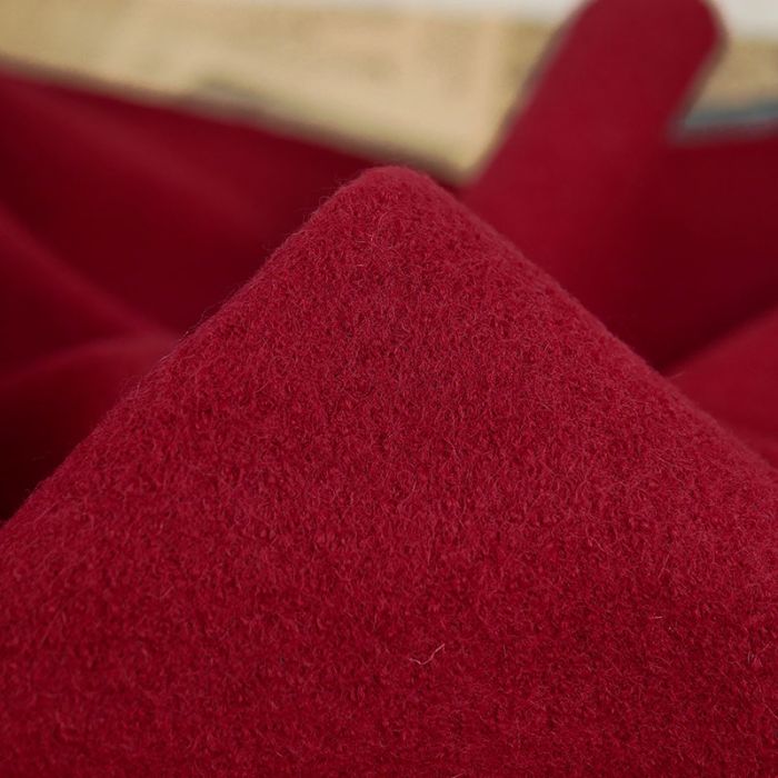 Tissu 100% laine bouillie uni oeko-tex - rouge x 10 cm