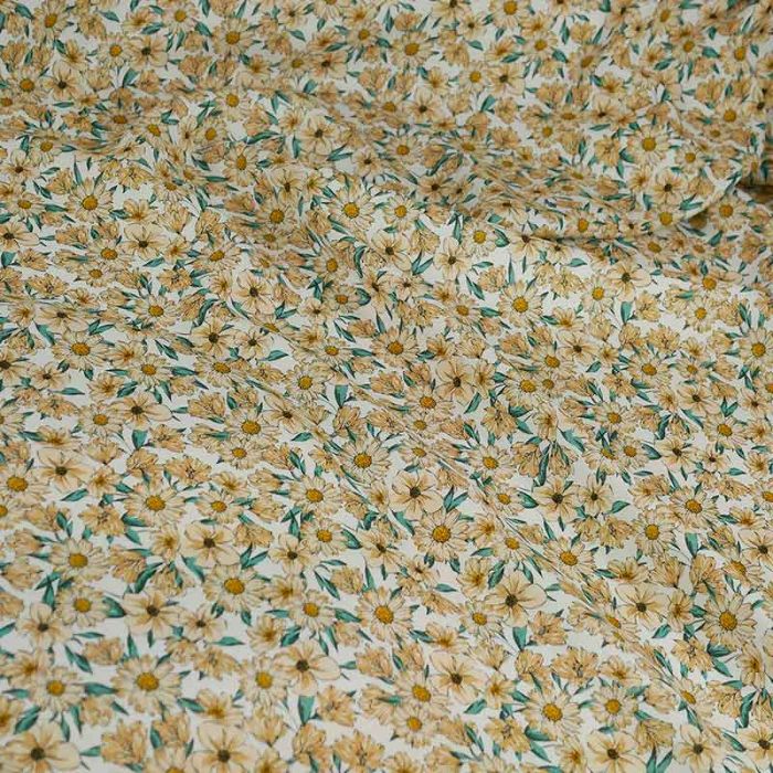 Tissu viscose fleurs vintage haute couture - orange clair x 10 cm