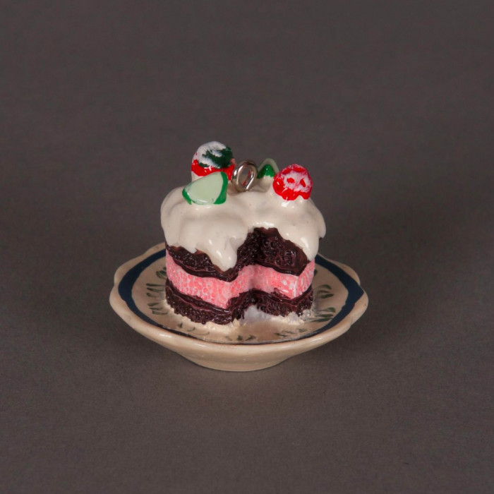 Breloque layer cake fraises chocolat x1