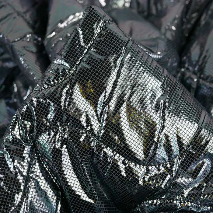Tissu matelassé métallisé haute couture - gris argent x 10 cm