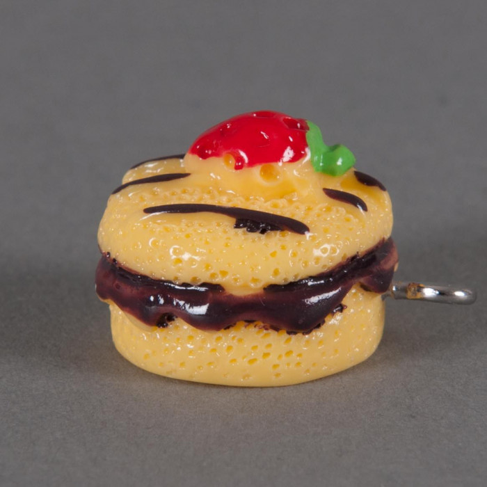 Breloque gateau fourré avec fraise - jaune x1