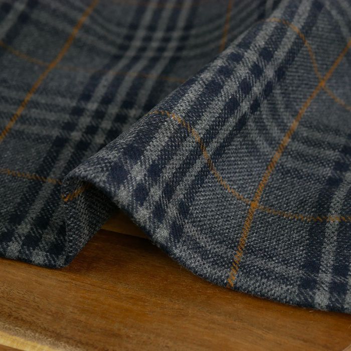 Tissu drap de laine carreaux tartan haute couture - gris x 10 cm
