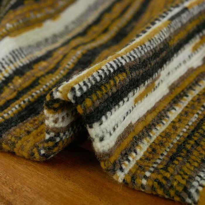 Tissu lainage rayures haute couture - jaune curry x 10 cm