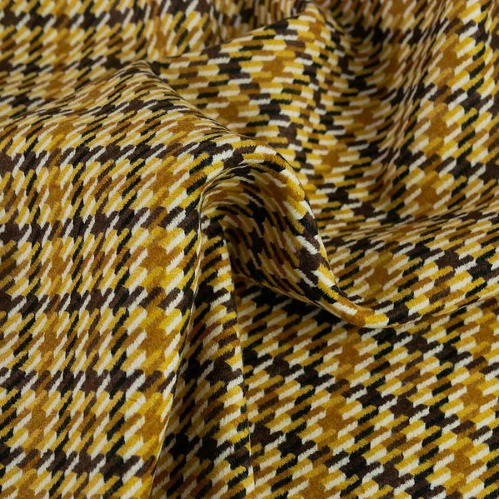 Tissu lainage pied de poule haute couture - camel x 10 cm