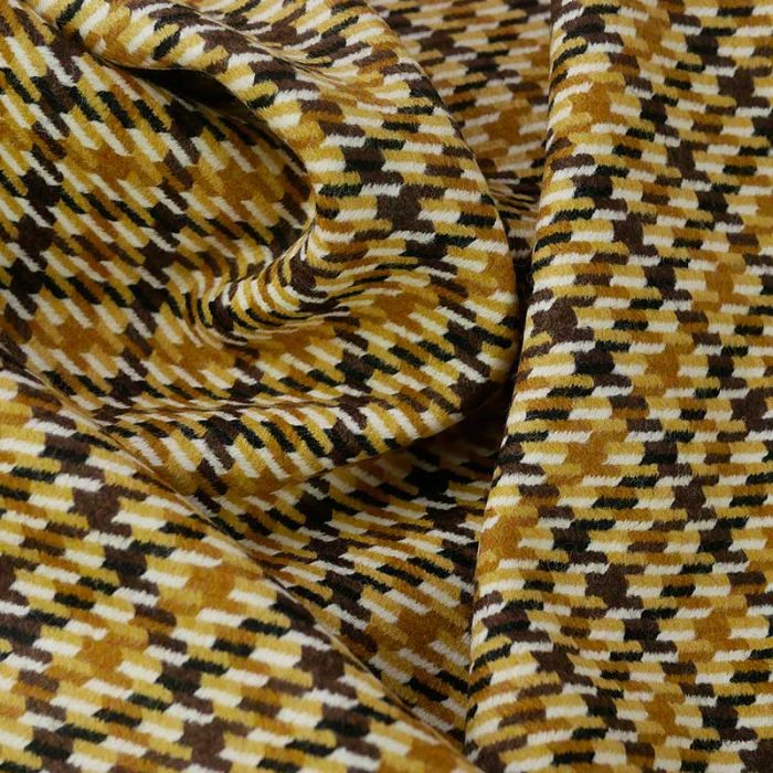 Tissu lainage pied de poule haute couture - camel x 10 cm