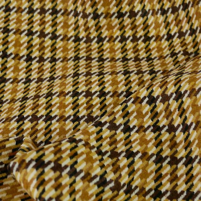 Tissu lainage pied de poule haute couture - camel x 10 cm