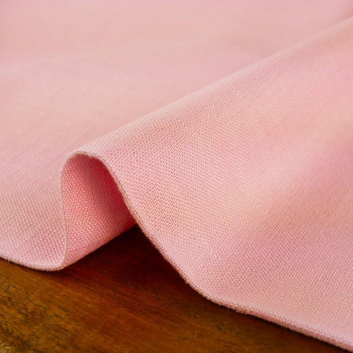 Tissu viscose lin lavé uni - rose x 10 cm