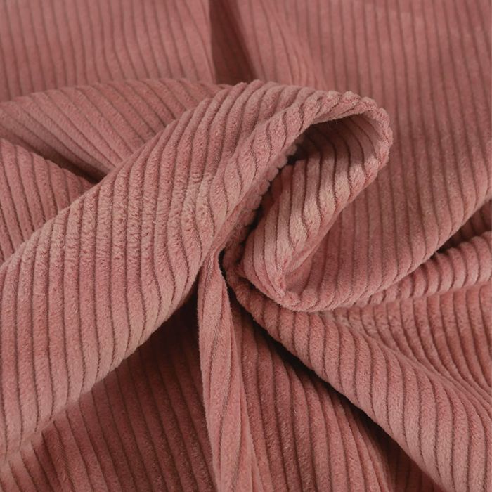 Tissu velours côtelé - rose corail x 10 cm