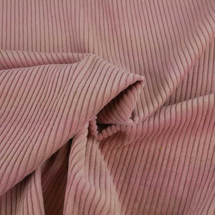 Tissu velours côtelé - rose x 10 cm