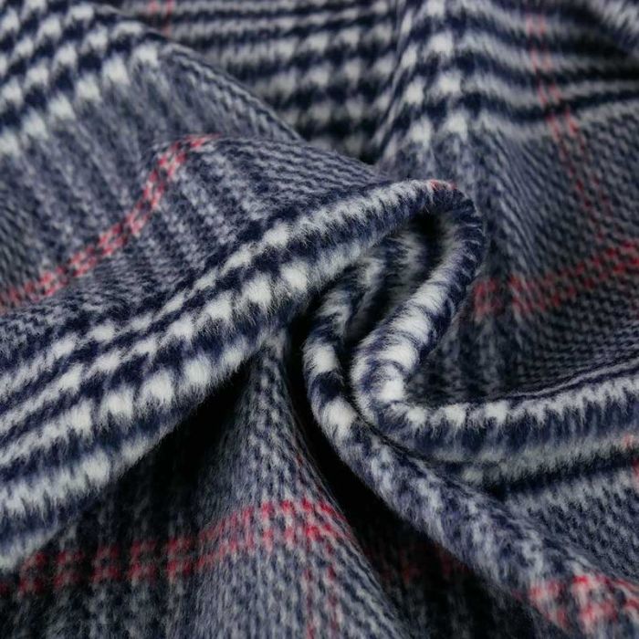 Tissu lainage prince de Galles haute couture - bleu marine x 10 cm