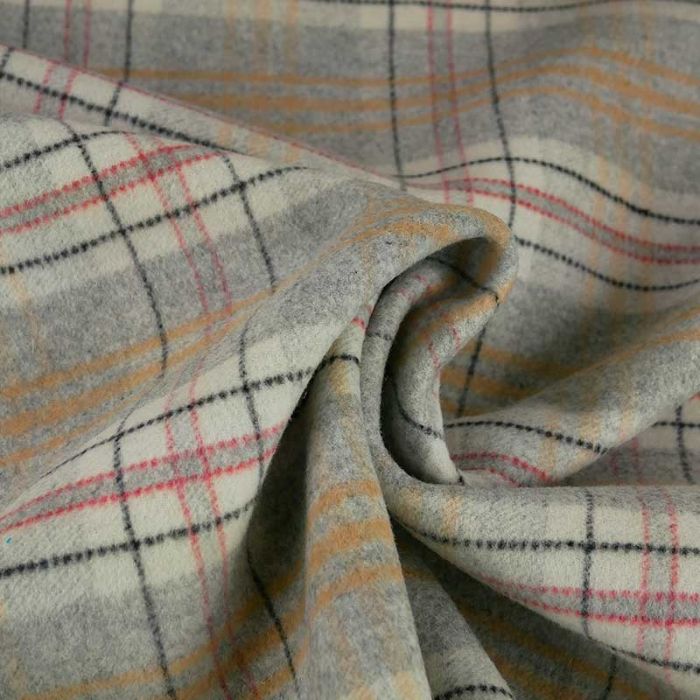Tissu drap de laine tartan haute couture - gris clair x 10 cm