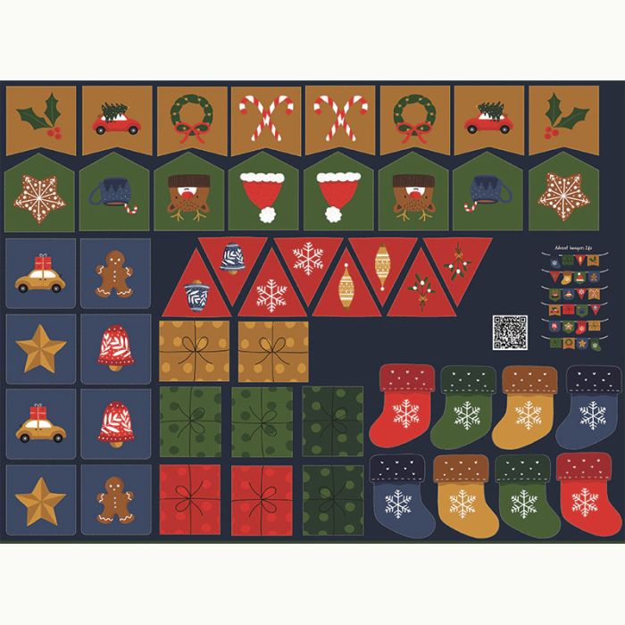 Tissu panneau calendrier de l'avent Noël