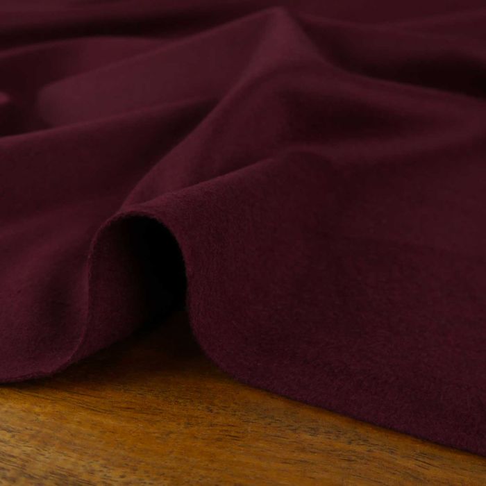 Tissu drap de laine cachemire haute couture - bordeaux x 10 cm