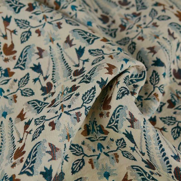 Tissu jacquard inspiration orientale haute couture - écru x 10 cm