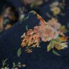 Tissu jacquard velours fleurs haute couture - bleu marine x 10 cm