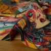 Tissu jacquard art japonais - multicolore x 10 cm