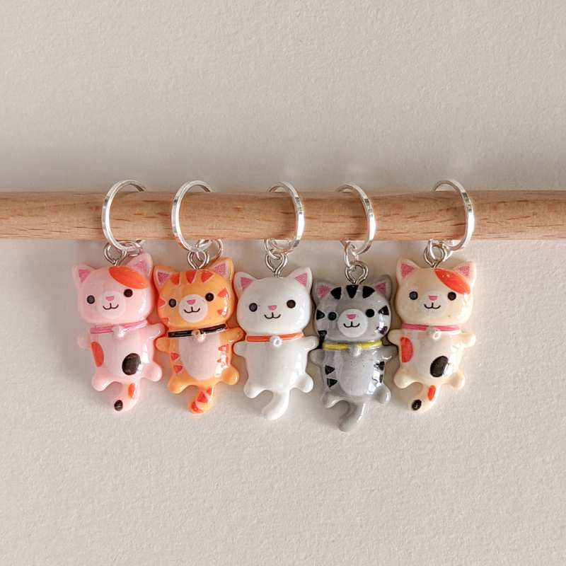 16 Marqueurs De Mailles En Forme De Chat - Pour Crochet, Tricot Et Couture - Fermoir Mousqueton - Alliage émaillé Coloré
