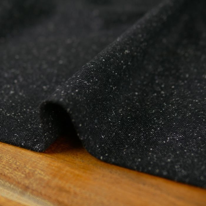 Tissu lainage fin chiné haute couture - gris foncé x 10 cm
