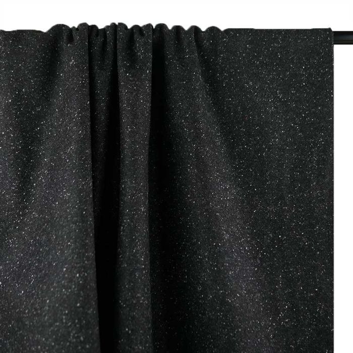 Tissu lainage fin chiné haute couture - gris foncé x 10 cm