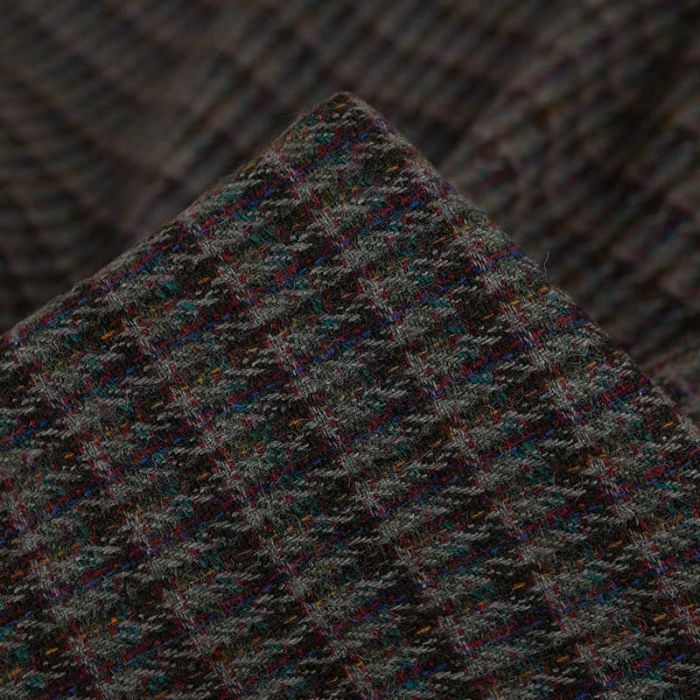 Tissu lainage tweed chiné haute couture - gris x 10 cm