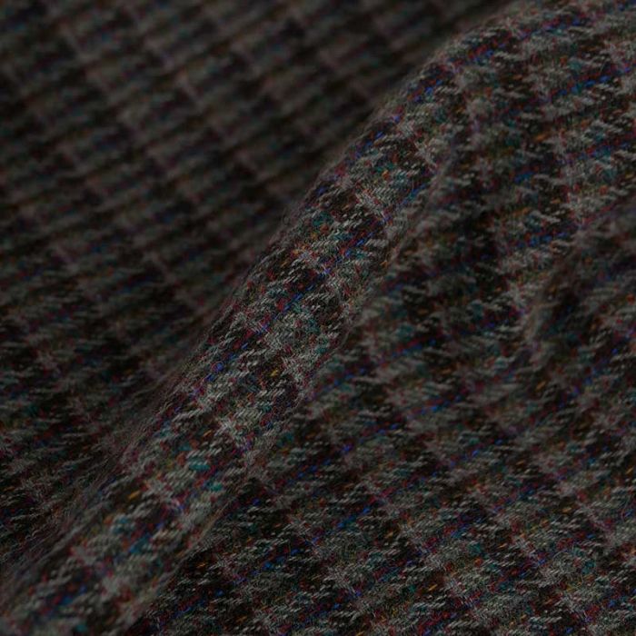 Tissu lainage tweed chiné haute couture - gris x 10 cm