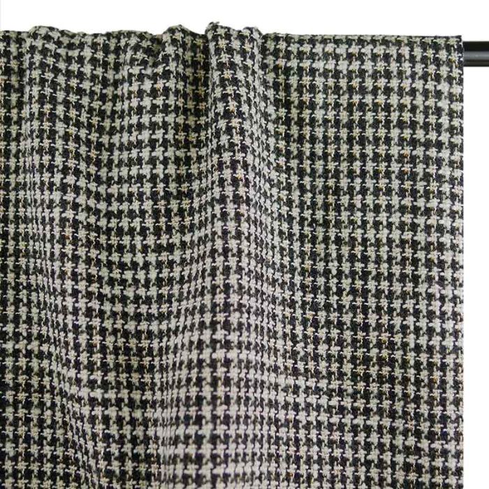 Tissu lainage pied de poule et rayures haute couture - écru x 10 cm