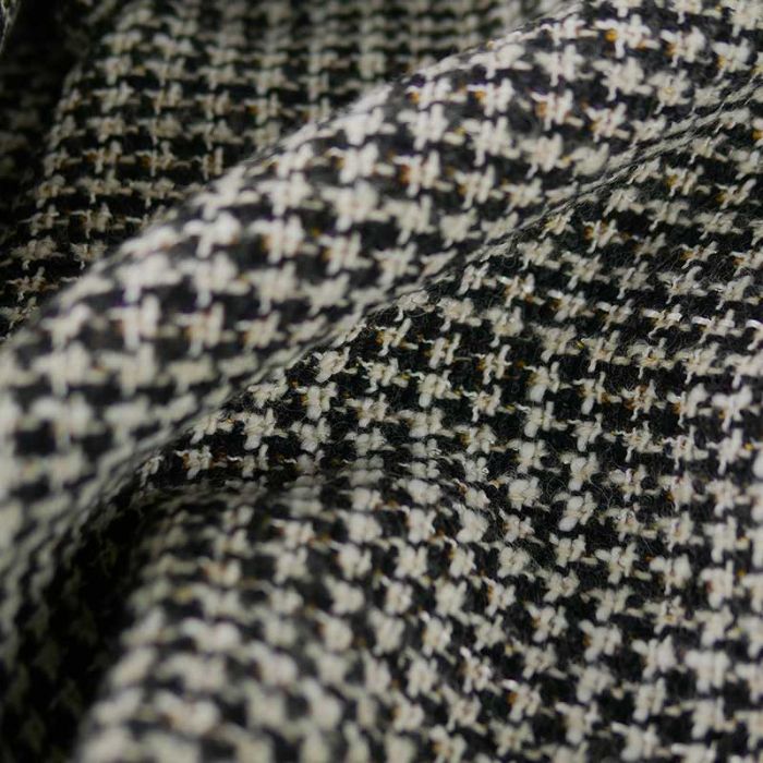 Tissu lainage pied de poule et rayures haute couture - écru x 10 cm