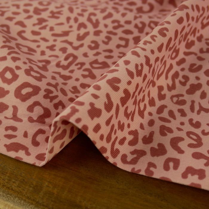 Tissu velours milleraies léopard - rose x 10 cm