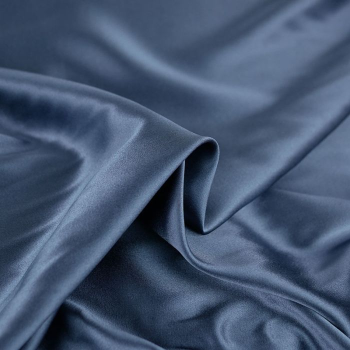 Tissu soie stretch satiné uni - bleu ardoise x 10 cm