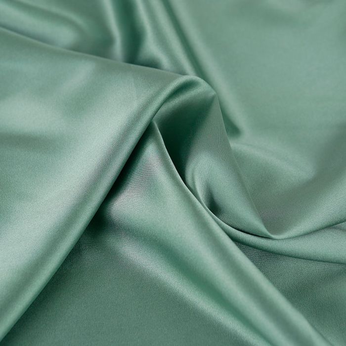 Tissu soie stretch satiné uni - vert de gris x 10 cm