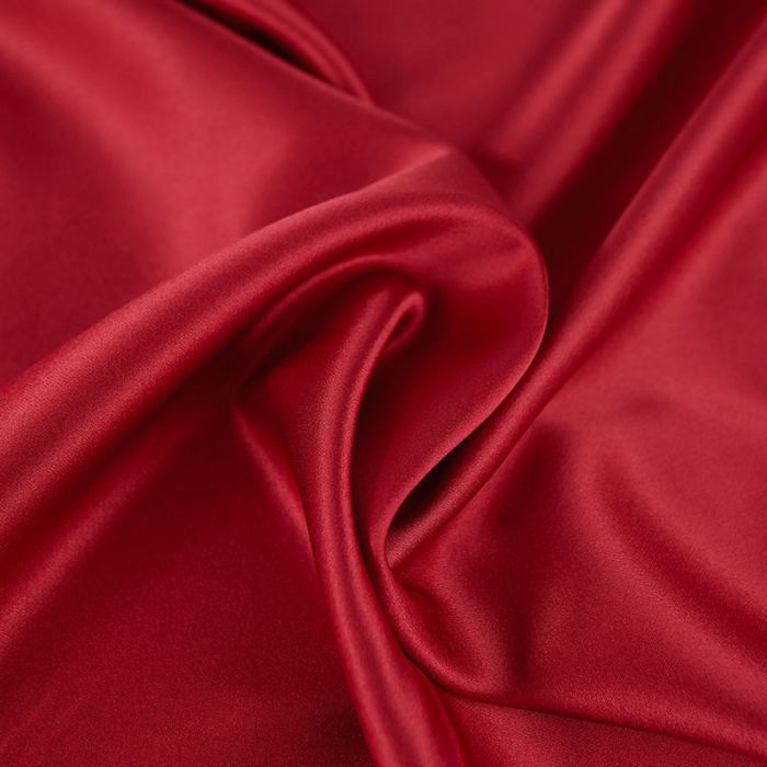 Tissu soie stretch satiné uni - rouge x 10 cm
