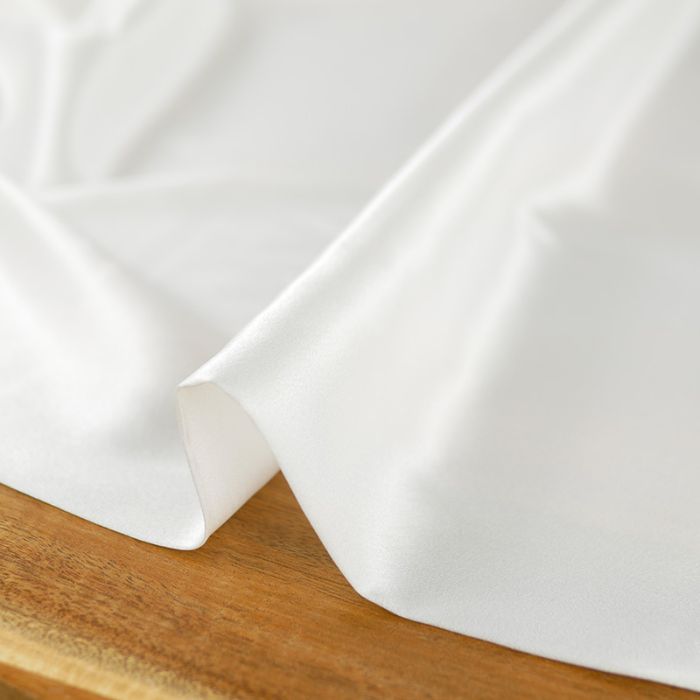 Tissu soie stretch satiné uni - blanc cassé x 10 cm