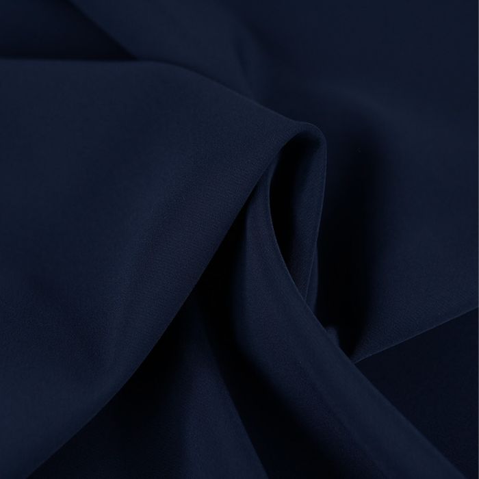 Tissu crêpe stretch polyester uni - bleu marine x 10 cm