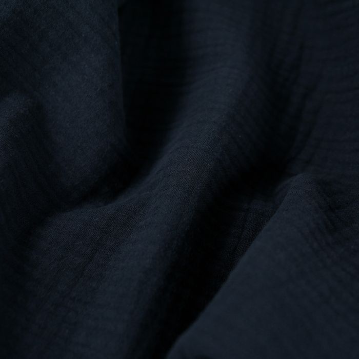 Tissu triple gaze - bleu marine x 10 cm