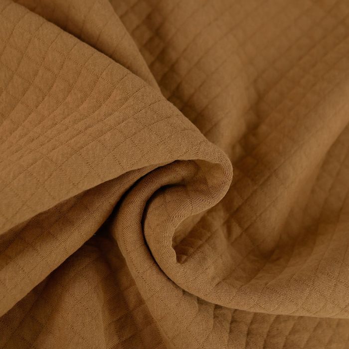Jersey matelassé coton - camel x 10 cm