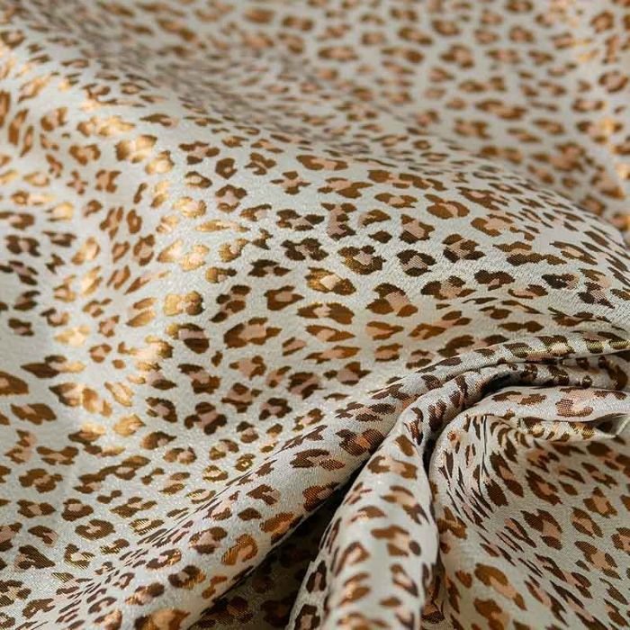 Tissu jacquard léopard lurex  - écru x 10 cm
