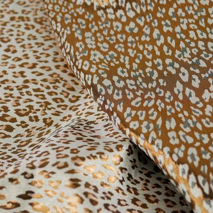 Tissu jacquard léopard lurex  - écru x 10 cm
