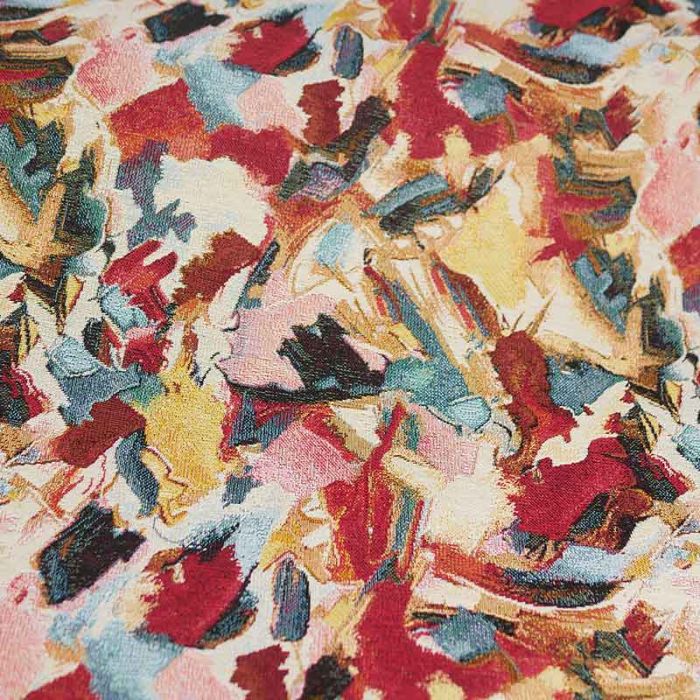 Tissu jacquard motifs abstraits - multicolore x 10 cm