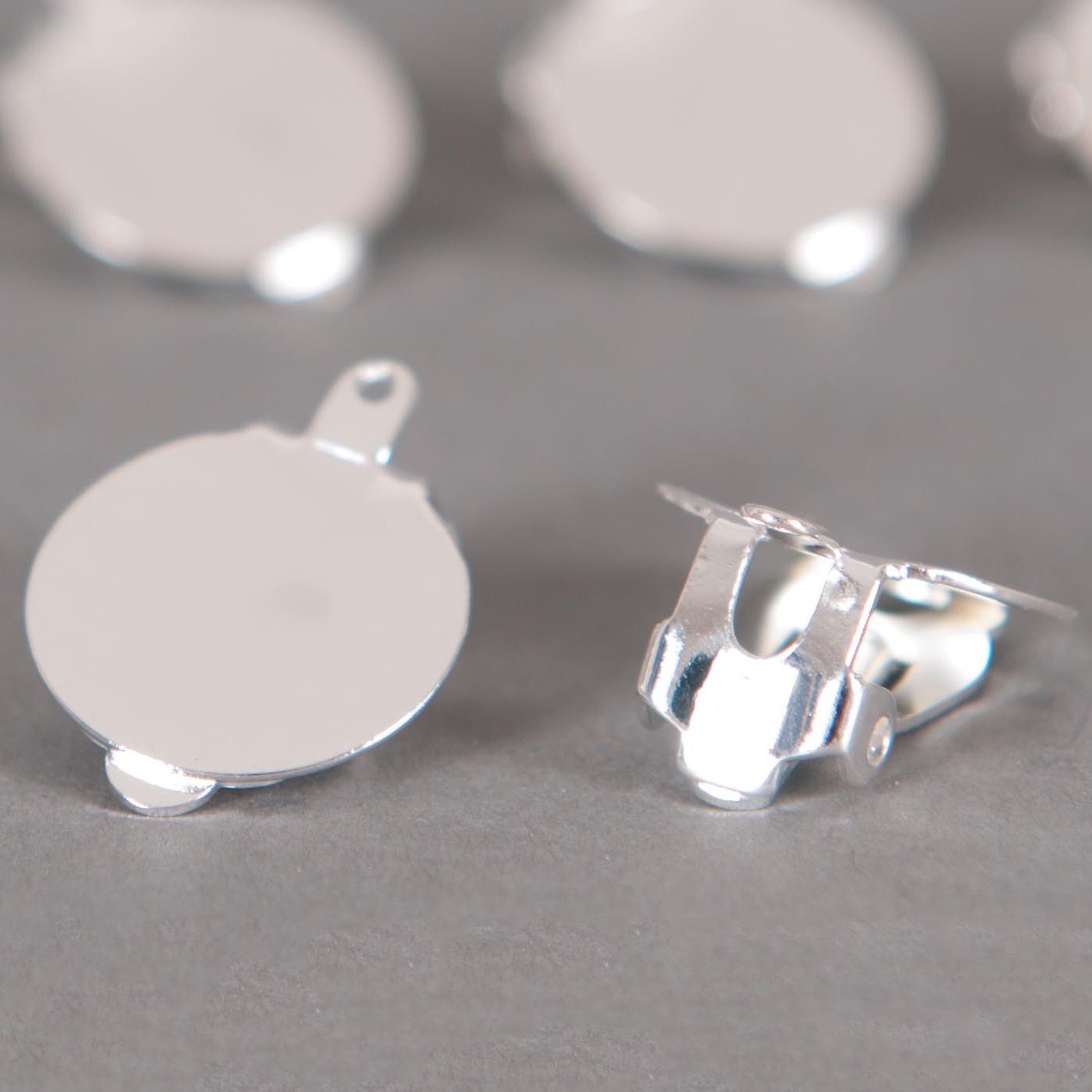 Boucle D'oreille Pendant Plateau Avec Clip - Strass Swarovski, Perle Fausse 15mm, Argentée, Occasion