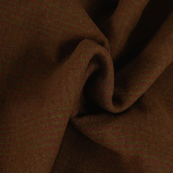 Tissu lainage prince de Galles réversible haute couture - terracotta x 10 cm