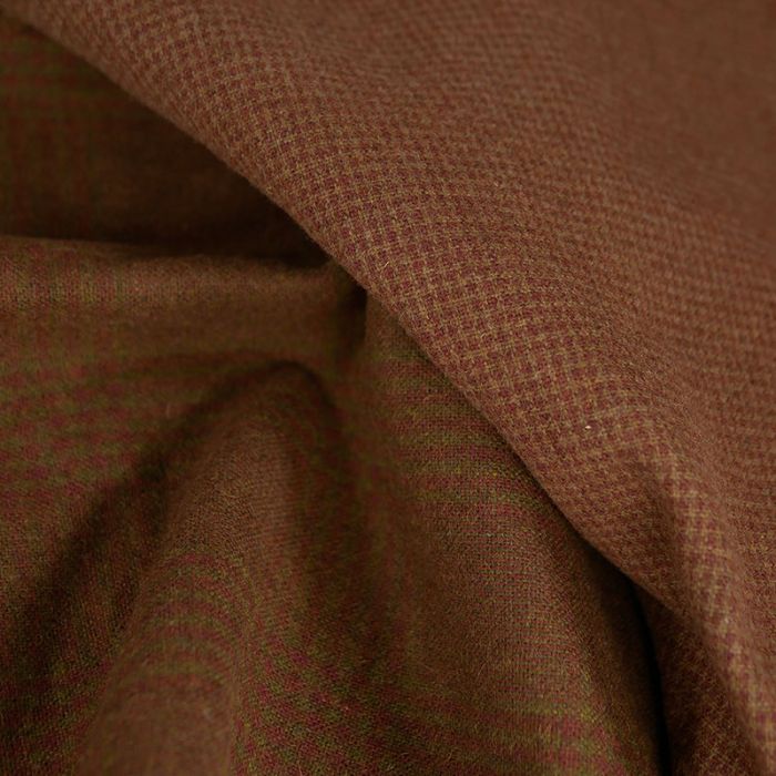 Tissu lainage prince de Galles réversible haute couture - terracotta x 10 cm