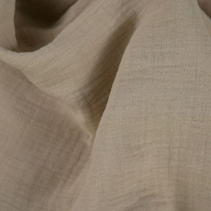 Tissu double gaze - beige x 10 cm