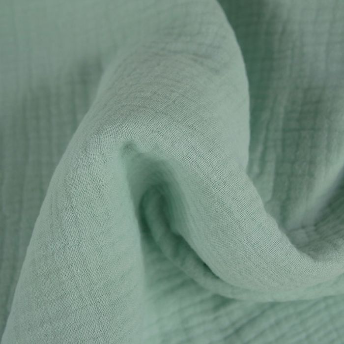 Tissu triple gaze - vert de gris x 10 cm