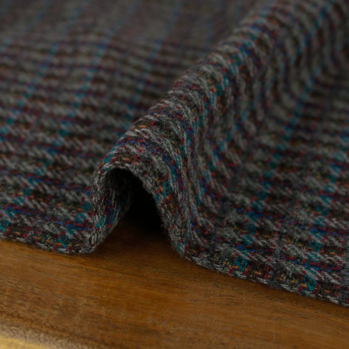 Tissu lainage tweed rayures haute couture - gris x 10 cm