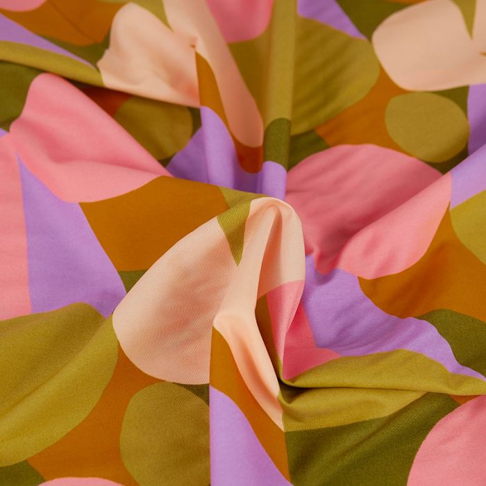 Tissu popeline coton Multi Shapes sable - Nerida Hansen x 10 cm