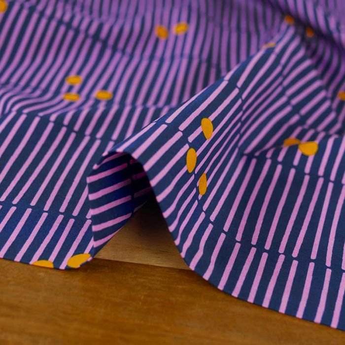 Tissu popeline coton Broken stripe bleu - Nerida Hansen x 10 cm