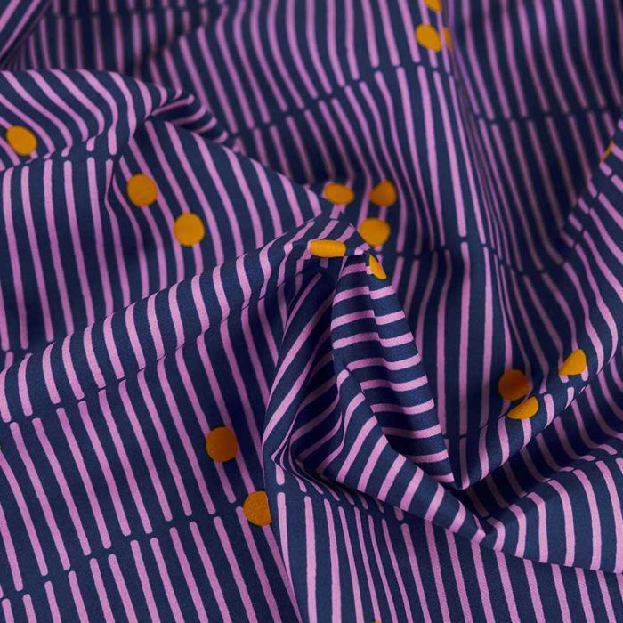 Tissu popeline coton Broken stripe bleu - Nerida Hansen x 10 cm