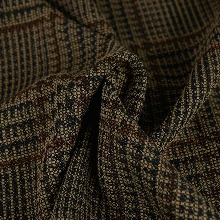 Tissu lainage prince de Galles lurex haute couture - beige x 10 cm