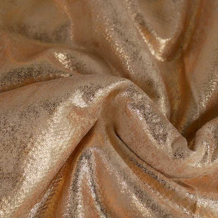Tissu suédine lamée envers fourrure mouton - rose nude x 10 cm