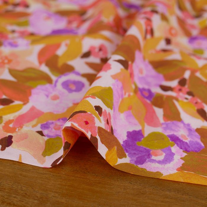 Tissu viscose Floral moutarde - Nerida Hansen x 10 cm